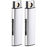 PEARL 2er-Set Elektronisches Akku-USB-Feuerzeug, Glühspirale, windgeschützt PEARL Elektrische Akku-Feuerzeuge