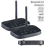auvisio 2er-Set 2in1-Audio-Sender & -Empfänger, Bluetooth 4.2, aptX auvisio Audio-Transmitter & -Receiver mit Bluetooth