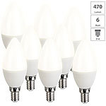Luminea 8er-Set LED-Kerzen, warmweiß, 470 Lumen, E14, G, 6 Watt Luminea LED-Kerzen E14 (warmweiß)
