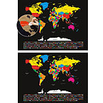 infactory 2er-Set XXL-Weltkarte mit Ländern und Flaggen zum Freirubbeln, 82x59cm infactory Weltkarten zum Rubbeln
