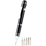 PEARL 6in1-Schraubenzieher und Taschenlampe im Kugelschreiber-Design PEARL Schraubendreher-Stifte