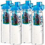 Rosenstein & Söhne 4er-Set Tritan-Trinkflaschen mit Fruchtbehälter, BPA-frei, 800ml, blau Rosenstein & Söhne 