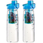 Rosenstein & Söhne 2er-Set Tritan-Trinkflaschen mit Fruchtbehälter, BPA-frei, 800ml, blau Rosenstein & Söhne