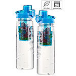 Rosenstein & Söhne 2er-Set Tritan-Trinkflaschen mit Fruchtbehälter, BPA-frei, 800ml, blau Rosenstein & Söhne Trinkflaschen mit Fruchtbehälter