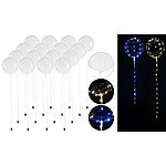 PEARL 16er-Set Luftballons mit Lichterkette, 40 weiße & 40 Farb-LEDs, Ø 25 PEARL 