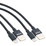 Callstel 2er-Set Lade-& Datenkabel USB auf Lightning, zweiseitige Stecker, 100m Callstel Lightning-USB-Kabel, verdrehsicher