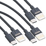 Callstel 3er-Set Lade- & Datenkabel USB auf USB C, zweiseitige Stecker, 1 m, 2A Callstel