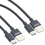 Callstel 2er-Set Lade- & Datenkabel USB auf USB C, zweiseitige Stecker, 1 m, 2A Callstel USB-C-Kabel, verdrehsicher
