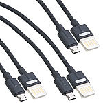 Callstel 3er-Set Lade- & Datenkabel USB auf Micro-USB, zweiseitige Stecker, 1 m Callstel 