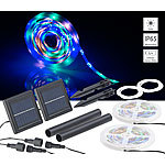 Lunartec 2er-Set Solar-LED-Streifen, 90 LEDs in Pink, Grün & Blau, 3m, IP65 Lunartec
