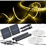 Lunartec 2er-Set Solar-LED-Streifen mit 180 warmweißen LEDs, wetterfest IP65 Lunartec
