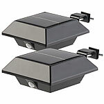 Lunartec 2er-Set Solar-LED-Dachrinnenleuchten mit PIR-Sensor, 160 lm, schwarz Lunartec LED-Solar-Dachrinnenleuchten mit PIR-Sensoren & Nachtlicht-Funktion 