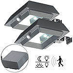 Lunartec 2er-Set 2in1-Solar-LED-Dachrinnen- & Wandleuchten, je 300 lm, schwarz Lunartec 2in1-Solar-LED-Dachrinnen- und Wandleuchten mit PIR-Sensor