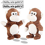 Playtastic 2er-Set sprechende Plüsch-Affen mit Mikrofon, sprechen nach, 22 cm Playtastic Sprechende und laufende Plüschaffen