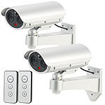 VisorTech 2er-Set Überwachungskamera-Attrappen, Bewegungsmelder, Alarm-Funktion VisorTech