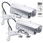 VisorTech 2er-Set Überwachungskamera-Attrappen, Bewegungssensor, Signal-LED VisorTech Kamera-Attrappen