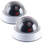 VisorTech 2er-Set Dome-Überwachungskamera-Attrappen, durchsichtiger Kuppel, LED VisorTech Kamera-Attrappen