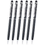 Callstel 6er-Set 2in1-Kugelschreiber und Touchscreen-Stift, extra-dünn, schwarz Callstel