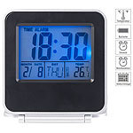 PEARL Kompakter Digital-Reisewecker mit Thermometer, Kalender und Timer PEARL Digitale Reisewecker mit Thermometer