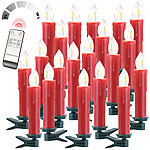 Lunartec FUNK-Weihnachtsbaum-LED-Kerzen mit Fernbedienung, 20er-Set, rot Lunartec Kabellose LED-Weihnachtsbaumkerzen mit Fernbedienung