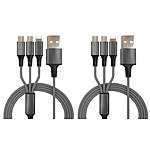 Callstel 2er-Set 3in1-Schnellladekabel: Micro-USB, USB Typ C & Lightning, 60 cm Callstel 3in1-USB-Octopus-Kabel: Lightning, Micro-USB, USB Type C