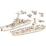 Playtastic 3er-Set 3D-Bausätze Marine-Schiffe & Luftflotte aus Holz, 233-teilig Playtastic 3D-Holz-Puzzles