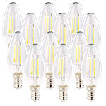 Luminea 12er-Set LED-Filament-Kerze E14, E, 4 Watt, 470 Lumen, 345°, warmweiß Luminea LED-Filament-Kerzen E14 (warmweiß)