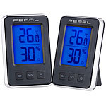 PEARL 2er Pack Digitales Thermometer/Hygrometer mit großem beleuchtetem LCD PEARL