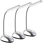 Lunartec 3er-Set Mini-Tischlampen, 1-W-COB-LED, Schwanenhals, Batteriebetrieb Lunartec LED-Schreibtischlampen mit Schwanenhals