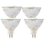 Luminea LED-Spotlight mit Glasgeh&auml;use, GU5.3, 3 W, 12 V, 250 lm, wei&szlig;, 4er-Set Luminea LED-Spot GU5.3 (tageslichtwei&szlig;)