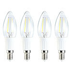 Luminea LED-Filament-Kerze, 2W, E14, warmweiß, 200 lm, 360°, 4er-Set Luminea