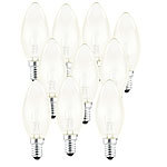 Luminea Halogen-Kerze, E14, 42 Watt, 625 Lumen, warmwei&szlig;, 10er-Set Luminea Halogen-Kerzen E14 (warmwei&szlig;)