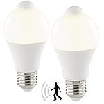 Luminea 2er-Set LED-Lampe, PIR-Sensor, 10 W, E27, warmweiß, 3000 K, 1.055 lm Luminea
