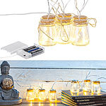 Lunartec LED-Silberdraht mit 18 LEDs in 6 Deko-Gläsern, batteriebetrieben Lunartec