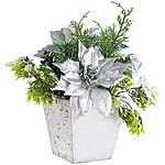 infactory Weihnachts-Gesteck mit Blumen, Zweigen, Zapfen und Kunst-Schnee, 22 cm infactory