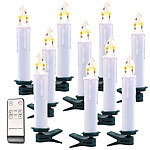 Lunartec FUNK-Weihnachtsbaum-LED-Kerzen mit Fernbedienung, 10er-Set, weiß Lunartec Kabellose LED-Weihnachtsbaumkerzen mit Fernbedienung