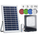 Luminea Solar-LED-Fluter für außen, RGBW, 30 Watt, Versandrückläufer Luminea Wetterfeste Solar-LED-Fluter mit Dämmerungs-Sensor (RGBW)