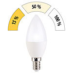 Luminea LED-Kerze, 3 Helligkeits-Stufen, tageslichtweiß, 6500 K, 5,5 W, E14 Luminea LED-Kerzen E14 mit 3 Helligkeitsstufen