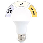 Luminea LED-Lampe, 10 W, 810 lm, A+, Lichtfarbe 3-stufig wählbar, E27, A60 Luminea