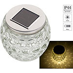 Lunartec Solar-LED-Windlicht aus Glas, mit tollem Lichtmuster, IP44, Ø 10 cm Lunartec Solar-Windlichter