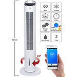 Sichler Haushaltsgeräte 3in1-WLAN-Luftkühler mit App, für Siri, Alexa & Google Assistant, 60 W Sichler Haushaltsgeräte 3in1-Turmventilatoren, Luftkühler und Luftbefeuchter, mit Sprachsteuerung