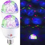 Lunartec 4er-Set rotierende Disco-Leuchten mit RGB-Farbeffekten, 3 W, E27 Lunartec LED-Disco-Tropfen E27 mit Farbwechsel (RGBW)