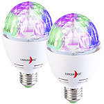 Lunartec 2er-Set rotierende Disco-Leuchten, Versandrückläufer Lunartec LED-Disco-Tropfen E27 mit Farbwechsel (RGBW)