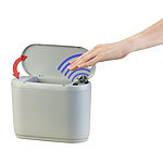 infactory 4er-Set Design-Abfalleimer mit Hand-Bewegungs-Sensor, je 2 l, grau infactory Automatische Abfalleimer, klein