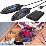 revolt Portabler USB-Schuhtrockner mit UV-Licht und kompakter USB-Powerbank revolt