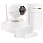 VisorTech HD-IP-Kamera mit Nachtsicht, 433-MHz-Funk, PIR- und Tür-Sensor VisorTech IP-Überwachungkameras mit PIR- Tür- und Fenster-Sensoren