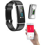 PEARL Fitness-Armband, GPS-Streckenverlauf, Puls, XL-Farb-Display, App, IP67 PEARL Fitness-Armbänder mit Herzfrequenz-Messung und GPS-Streckenaufzeichnung
