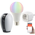 7links Smart-Home-Starter-Set 2, kompat. zu Amazon Alexa & Google Assistant 7links WLAN-Smart-Home-Sets mit IP-Kamera, LED-Lampe und Steckdose