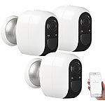 VisorTech 3 IP-&Uuml;berwachungskameras, Full HD, WLAN, App, Batterie-Betrieb, IP54 VisorTech Batteriebetriebene IP-Full-HD-&Uuml;berwachungskameras mit App