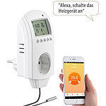 revolt WLAN-Steckdosen-Thermostat für Heizgeräte, App, Sprachbefehl, Sensor revolt WLAN-Steckdosen-Thermostate